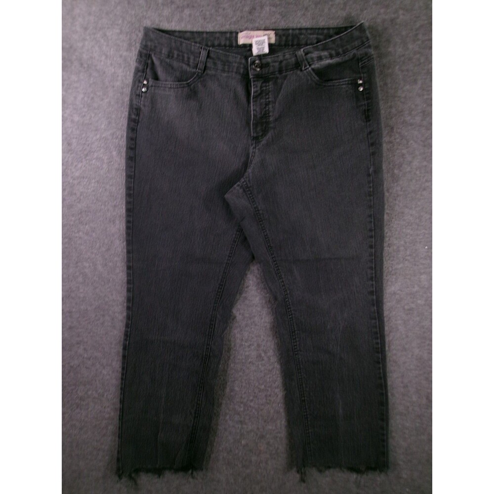 JMS Jeans Womens 18W Black Straight Leg Regular Fit Raw Hem Dark Wash